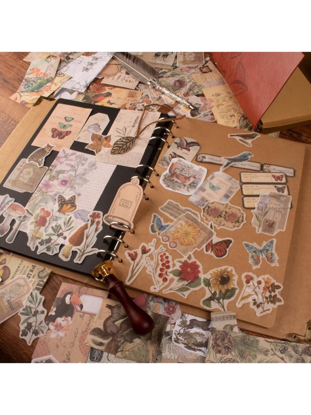 New 200Pcs Vintage Scrapbook Stickers Aesthetic Ephemera for Journals - Picture 4 of 6